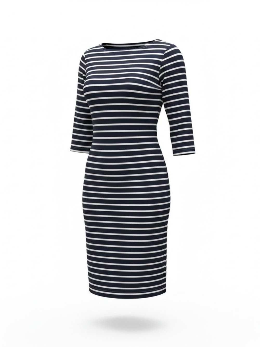 Lauren Ralph Lauren Navy and White Striped Midi Dress
